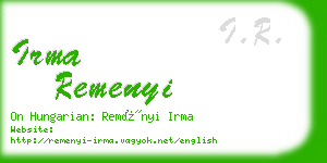 irma remenyi business card